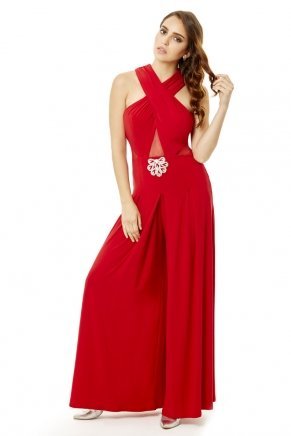 Dragon Red Long Sleeveless Small Size Wedding Guest Dress Y6041