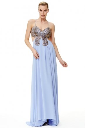 Small Size Long Strappy Flared Evening Dress Y6271
