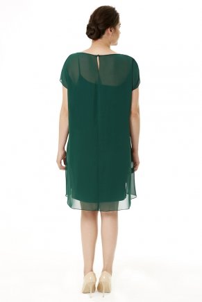 Dark Benetton Green Short Non Revealing Big Size Evening Dress Y6347