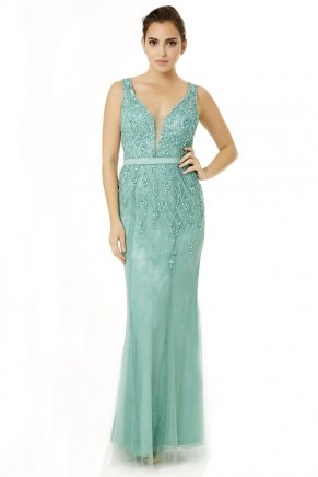 Apple Mınt Long Sleeveless Mermaid Evening Dress Y6468