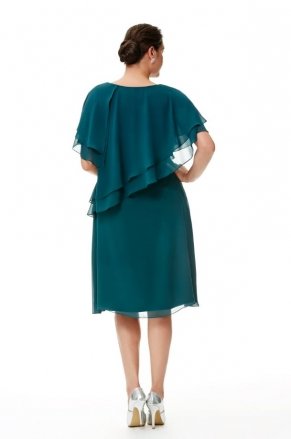 Petrol Green Short Non Revealing Big Size Evening Dress Y6054