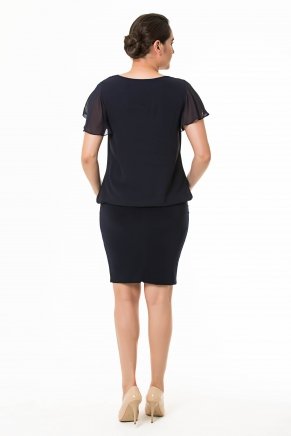 Navy  Non Revealing Big Size Short Cocktail Dress Y6346