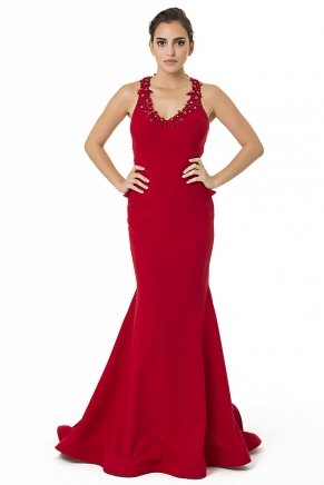 Dragon Red Long Sleeveless Small Size Wedding Guest Dress Y6419