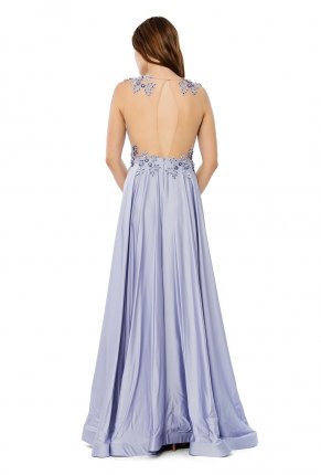 Lavanta Lila Uzun Küçük Beden Kolsuz Nişan Elbisesi Y6240