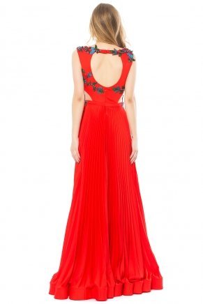 Ferrarı Red Long Sleeveless Small Size Wedding Guest Dress K6117