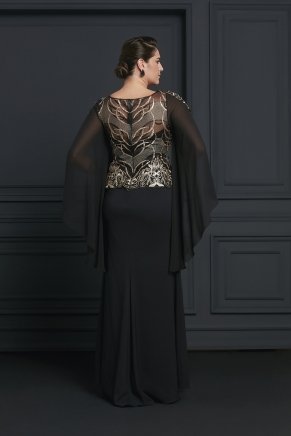 Black Bodycon Big Size Long Printed Dress Y7032