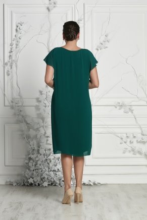 Dark Benetton Green Short Non Revealing Big Size Evening Dress Y7034