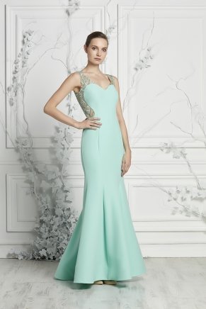 Apple Mınt Long Sleeveless Mermaid Evening Dress Y7059