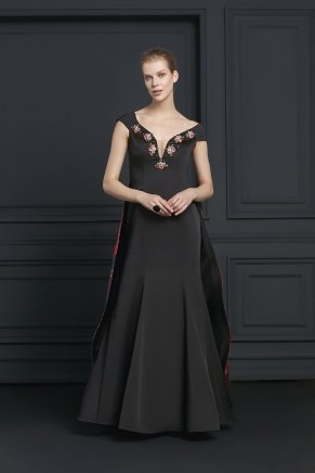 Black/dragon Red Long Sleeveless Small Size Wedding Guest Dress Y7267