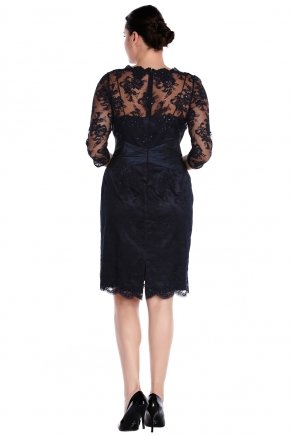 Navy  Non Revealing Big Size Short Cocktail Dress Y7632