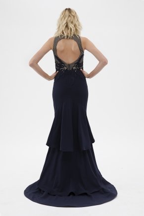 Small Size Navy  Long Evening Dress Y7204