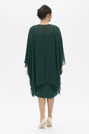 Dark Benetton Green Short Non Revealing Big Size Evening Dress K6041