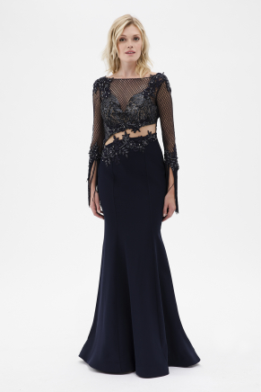 Small Size Navy  Long Evening Dress Y7550