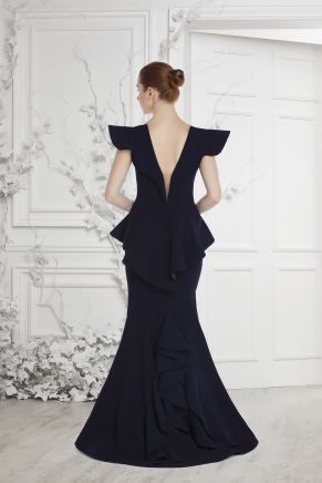 Small Size Navy  Long Evening Dress Y7407