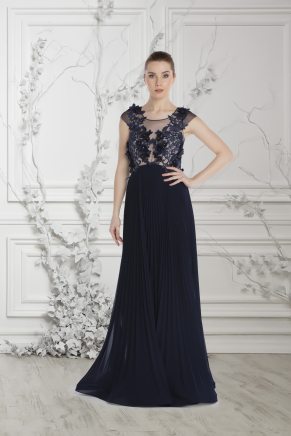 Small Size Navy  Long Evening Dress Y7537