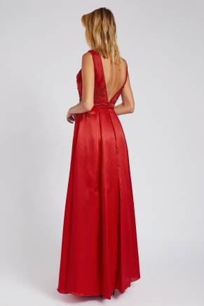 Kırmızı Küçük Beden Uzun Parti Elbisesi Y8181
